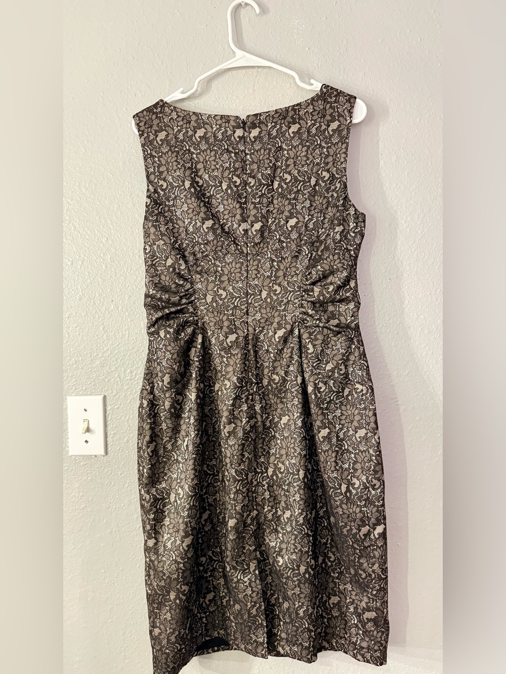 Adrianna Papell Metallic Bronze Lace Midi Dress - Picture 3 of 3